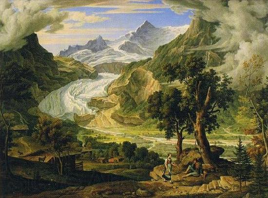 Joseph Anton Koch Grindelwald Glacier in the Alps Norge oil painting art